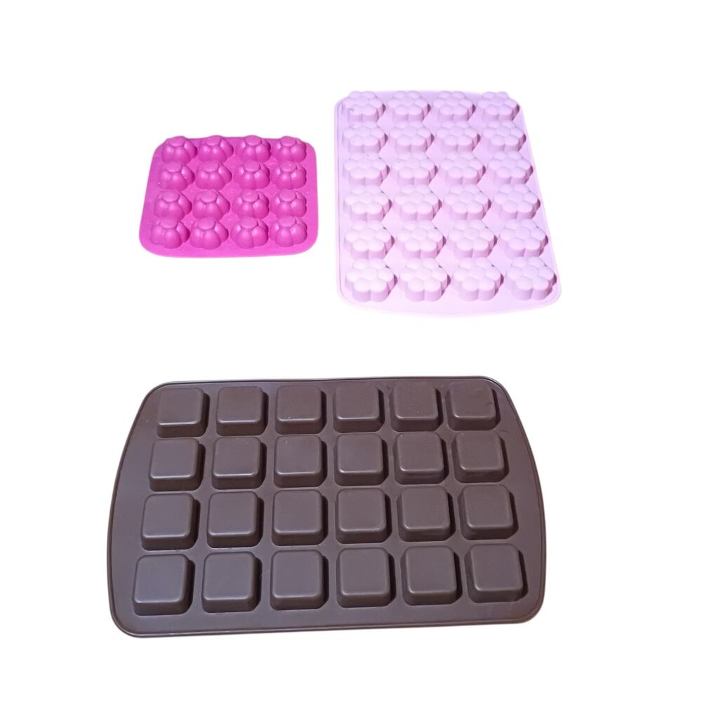 3 Silicone Soap Candle Tarts Melts Tray Lot Candle & Soap Making Arts & Crafts